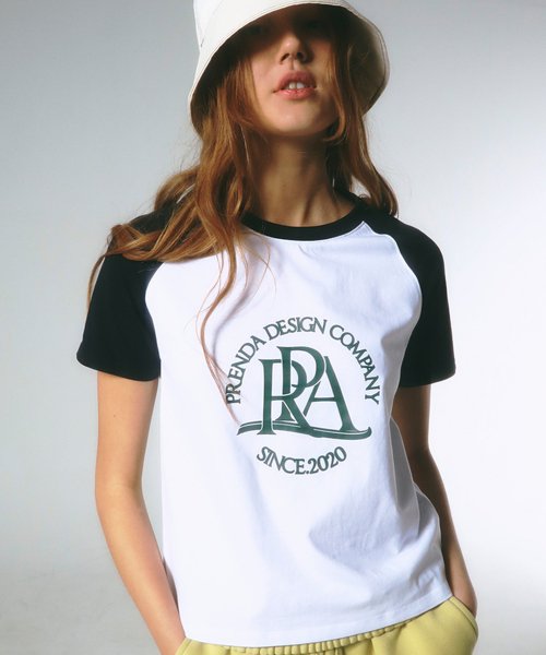 韓國PRENDA - MAIN LOGO RAGLAN TEE WHITE